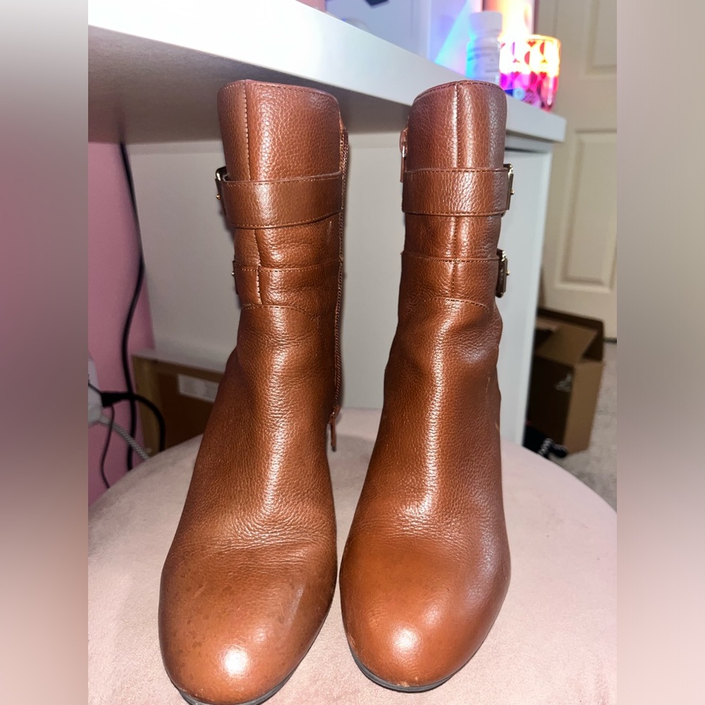 Nine West Women's Brown Leather Booties Size 7.5 - Picture 10 of 11